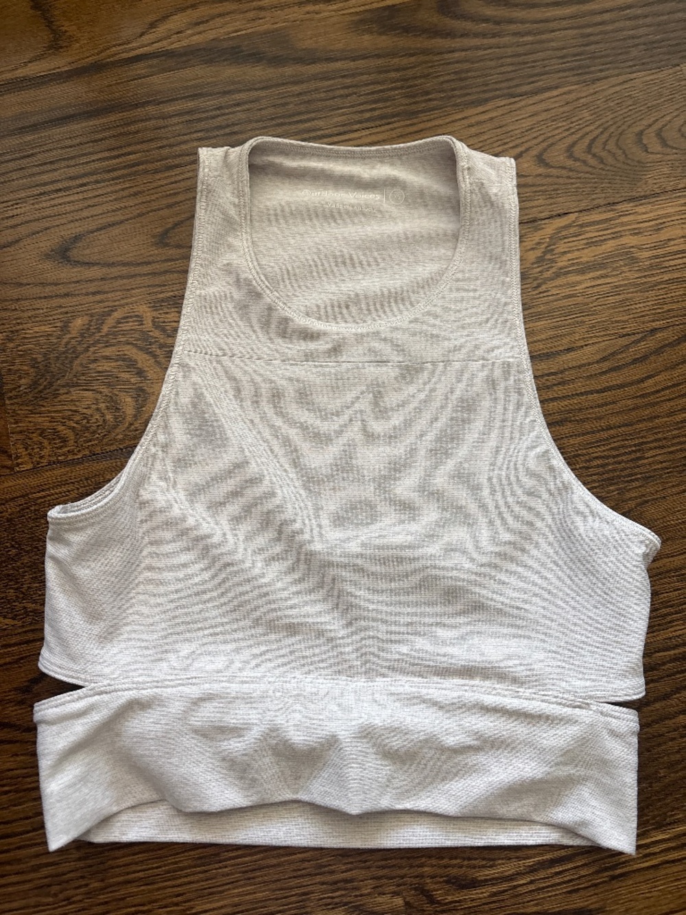 Outdoor Voices XS slash back crop top active sports bra oatmeal beige EUC